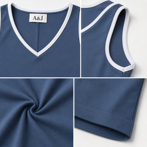 A&J รับผลิตโลโก้ตามสั่ง OEM ODM ผู้ผลิตขายส่ง ชุดเซ็ตเสื้อครอปคอวี กางเกงขาบานเอววี สำหรับผู้หญิง น้ำหนัก 200 กรัม มาตรฐาน OEKO-TEX และ GRS รับผลิตตามแบบ - Product Image 2