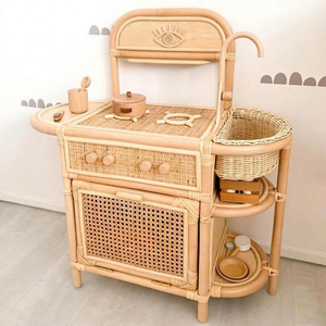 Accessoires de jeu pour enfants en gros, cuisinière en rotin naturel. - Product Image 1