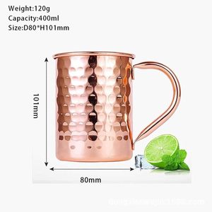 Ensemble de tasses à mule martelées classiques de Moscou 100% tasses en cuivre pur sans danger pour les aliments pour Bar Home Vodka Tequila Whisky - Product Image 6
