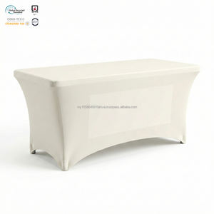 Funda de Mesa Moderna, Ecológica, de Poliéster Elástico, Blanca, de 6 pies, Impermeable, Lavable, Duradera y Personalizable, que Ahorra Trabajo - Product Image 1