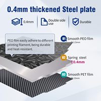 Snapmaker U1 Plaque de construction lisse en fibre de carbone, feuille PEO PET, lit imprimé double face, plateforme flexible en acier à ressort