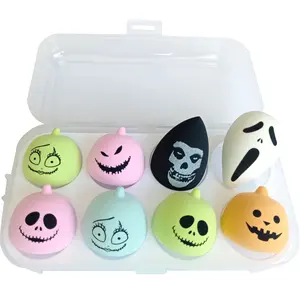 TikTok <span class=keywords><strong>Halloween</strong></span> <span class=keywords><strong>Maquillage</strong></span> Oeuf 3pcs Boîtes Fantôme Citrouille Sans Latex Blender Éponges <span class=keywords><strong>Maquillage</strong></span> Éponge Ensemble - Product Image 1