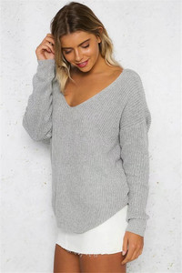 <span class=keywords><strong>Pull</strong></span>-over en coton à col en V pour <span class=keywords><strong>femme</strong></span>, style européen et américain, collection printemps-automne, best-seller sur eBay et <span class=keywords><strong>AliExpress</strong></span> - Product Image 6