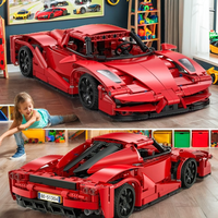 Ensemble de blocs de construction Supercar rouge, modèle de voiture de sport Technic avec compartiment moteur détaillé, jouet d'assemblage DIY pour enfants et adultes collectionneurs