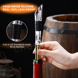 Bajo MOQ Soporte Palito de vino Color dorado con tapón vertedor de vino Bolsa de terciopelo Caja de regalo Embalaje Botella de vino Chiller Stick Set - Product Image 5