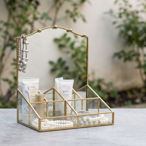 Organisateur de rangement de luxe en laiton et verre pour bijoux et cosmétiques, idéal pour la décoration intérieure (vente en gros) - Product Image 3