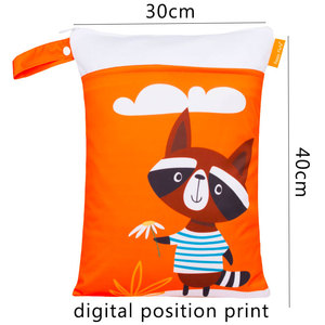 Happy FLUTE กระเป๋าแฟชั่น, กระเป๋าเปียก30*40ซม. 2ซิปกระเป๋าผ้าอ้อมใช้ซ้ำได้ - Product Image 3