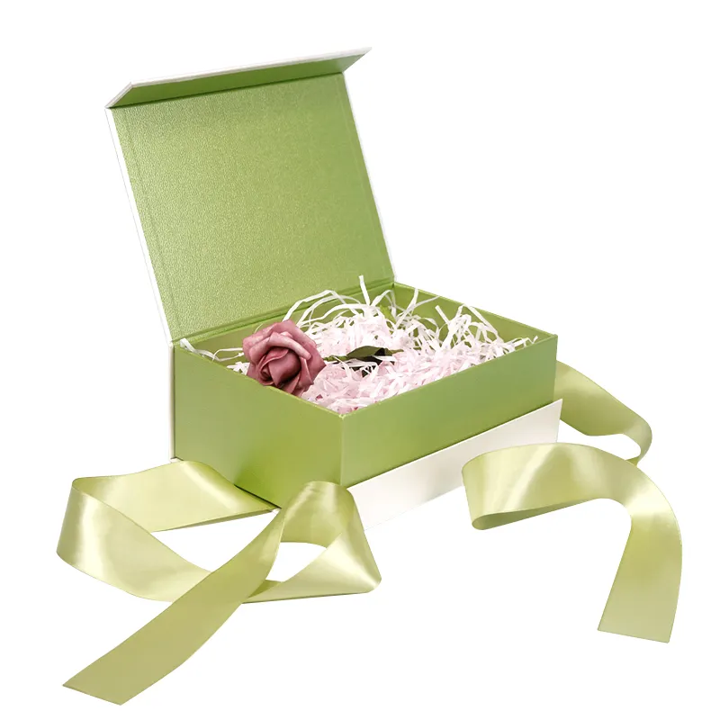 Groothandel Custom Wit Groen Papier Karton Gift Box Met Deksel Magnetische Cosmetica Luxe Trouwjurk Geschenkdoos Verpakking