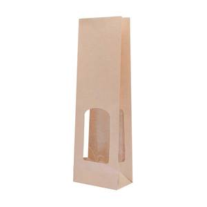 Bolsas de papel Kraft lisas con ventana, marrón, 12 cm + 7 cm x 37 cm - Product Image 1