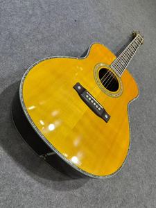 <span class=keywords><strong>Guitarra</strong></span> Acústica Profesional de Alta Calidad, <span class=keywords><strong>Vintage</strong></span>, Amarilla, OM45, Hecha a Mano, Totalmente de Madera Maciza, Abeto, Palisandro, Acabado Pulido - Product Image 4