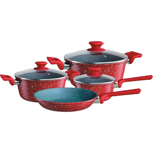 High Quality Modern 4-Piece With Glass Lids Wood Handles <b>Induction</b> Compatible Ceramic Non-Stick <b>Cookware</b> <b>Set</b> - Product Image 4