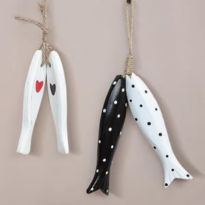 Décorations murales verticales en bois de style méditerranéen moderne, pendentif poisson, pour bar, restaurant, café, ornements artisanaux, <span class=keywords><strong>décoration</strong></span> intérieure - Product Image 5