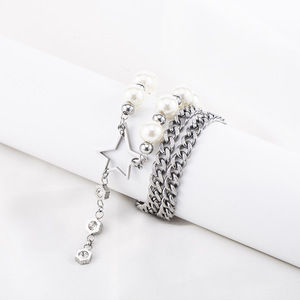 สร้อยคอเพิร์ลสตาร์พร้อมจี้เพชร เกรด AA สายไทเทเนียมสตีลสำหรับสวมใส่ทุกวัน - Product Image 3