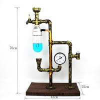 Vente en gros Ensemble de narguilé en métal Narguilé de grande taille au design unique Base en bois avec lumière LED