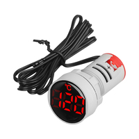 Termometer Digital, pengukur suhu Digital tampilan lampu Mini bulat 22mm DC 5 v-48 V 12V 24 V-20 ~ + 120 'c