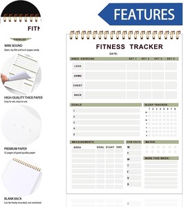 <span class=keywords><strong>Carnet</strong></span> de suivi d'entraînement à spirale, 52 pages, journal d'entraînement pour la salle de sport et la maison, planificateur d'exercices avec suivi du sommeil et de l'eau - Product Image 6