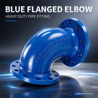 Fer ductile d'usine 45 °   Coude à double bride PN25 GOST ISO2531 avec revêtement époxy bleu pour la construction de pipelines d'eau potable en Russie