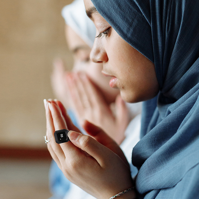 Iqibla Zikr Ring OEM Muslim Smart Ring Electronic Tally Counter Tasbih Digital Islamic Ring Tasbeeh Counter Sunrise