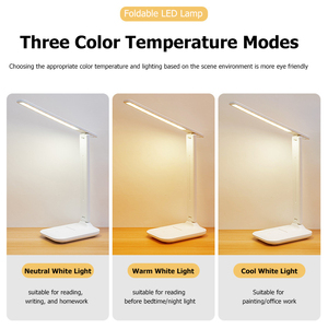 Đèn bàn LED hiện đại tối giản, sạc lại được, gấp gọn, kiểu dáng thời trang, dùng làm đèn ngủ, đèn học, có chụp đèn màu trắng, điều chỉnh độ sáng bằng cảm ứng - Product Image 3