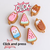 FUSEJOY Bestseller transfrontalier, Pendentif porte-clés en PLA imprimé en 3D, Série petite glace rose et verte, Clickers pour sac à dos