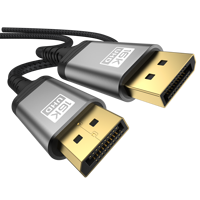 Connecteur plaqué or 16K Ultra HD 80 Gbps, large bande passante, coque en alliage d'aluminium, câble DisplayPort 2.1 16K30Hz 8K60Hz