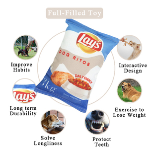 Fun Foods <span class=keywords><strong>Dog</strong></span> Chip Toy piccole e grandi razze Anti ansia interattivo masticare simpatici giocattoli per cani giocattoli squittio per animali domestici - Product Image 5