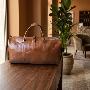 Super Hand Premium Genuine <b>Leather</b> Duffle <b>Bag</b> Unisex Gym Vintage <b>Soft</b> Handle Zipper Closure Travel Weekender Sports Modern - Product Image 3