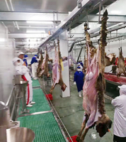 Línea de matanza de ovejas, máquina completa de matanza de cabras, sistema de riel de proceso de canal con plataforma de trabajo para matadero de ovejas