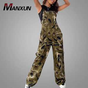 Combinaison pantalon pour femme sans manches, ensemble imprimé, de haute qualité, sans manches, boutons décontractés, style camouflage, taille haute, nouveauté <span class=keywords><strong>2022</strong></span>, collection été - Product Image 1
