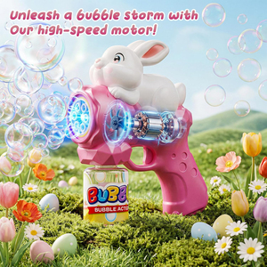 Pistola <span class=keywords><strong>de</strong></span> Burbujas <span class=keywords><strong>de</strong></span> Juguete <span class=keywords><strong>de</strong></span> Verano para Niños con Luz LED y Recargable, Pistola <span class=keywords><strong>de</strong></span> Burbujas Automática <span class=keywords><strong>de</strong></span> 16 Agujeros para Niños - Product Image 2