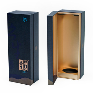 Caja de Regalo Rígida <span class=keywords><strong>Azul</strong></span> Oscuro Personalizada de Lujo con Logotipo Estampado en Caliente y Acabado Mate para Botellas de Vino y Empaquetado Minorista Premium - Product Image 4