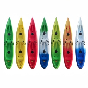 Kayak de pêche double d'extérieur de 3,9 m avec coque <span class=keywords><strong>en</strong></span> HDPE, kayak de randonnée 2 places à assise surélevée pour la navigation <span class=keywords><strong>en</strong></span> lac et la pratique du surf, à louer - Product Image 3