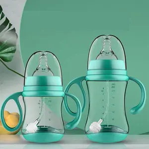 Garrafa de bebê com tapete antichoque, garrafa de alimentação para recém-nascidos, com compartimento, copo duplo para uso infantil, garrafa de água e leite para beber