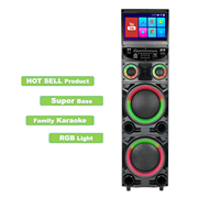 Altavoz de Karaoke OEM GD-1415 con Pantalla Táctil de 120W, Doble Altavoz de 12 Pulgadas de Madera, Entrada Auxiliar, Luces LED RGB, Micrófono, Reproducción de Video y DJ