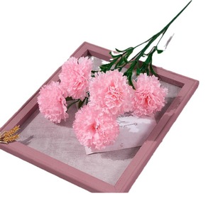 Artificial Carnations Mixed Color 5-Headed Silk <b>Flower</b> Realistic Wedding Home Decor - Product Image 5