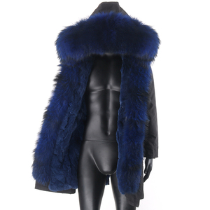 Gli uomini di Inverno Lungo Cappotto di <span class=keywords><strong>Pelliccia</strong></span> Vera <span class=keywords><strong>Pelliccia</strong></span> Giacca Con Cappuccio di <span class=keywords><strong>Pelliccia</strong></span> di Coniglio Natura Foderato Outwear <span class=keywords><strong>Uomo</strong></span> Reale di <span class=keywords><strong>Pelliccia</strong></span> lungo Parka - Product Image 2
