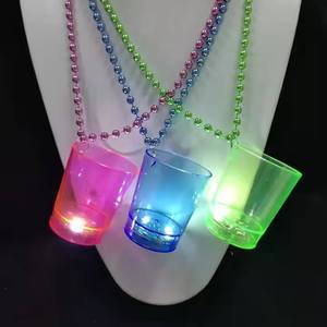 Hot Selling PP LED Glowing <strong>Party</strong> Cups Custom Logo Shot <strong>Glasses</strong> with Bead Necklace Beads Cup <strong>Party</strong> Decorations for Night Clubs - Product Image 1