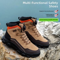 Bottes de sécurité montantes pour hommes en cuir microfibre, résistantes à l'écrasement, anti-perforation, confortables et anti-abrasion pour atelier