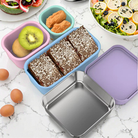 Récipient de préparation de repas en acier 304 de qualité alimentaire, boîte à lunch étanche sans BPA, passe au lave-vaisselle pour le voyage, le camping et la maison