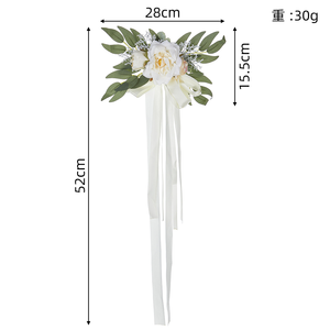 Chaise de mariage fleurs arrière <span class=keywords><strong>cuisine</strong></span> décor roses artificielles extérieur mariage Guide rideaux cravate pour décorations de noël - Product Image 5