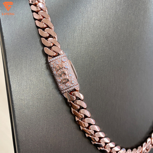 Cadena Cubana <span class=keywords><strong>de</strong></span> Moissanita <span class=keywords><strong>de</strong></span> Oro Rosa <span class=keywords><strong>de</strong></span> 12 mm, <span class=keywords><strong>Plata</strong></span> 925, Pasa Prueba <span class=keywords><strong>de</strong></span> <span class=keywords><strong>Diamantes</strong></span>, Estilo Hip Hop Miami <span class=keywords><strong>para</strong></span> <span class=keywords><strong>Hombre</strong></span> - Product Image 4