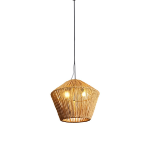 Lámpara Colgante Boho de Cuerda de Cáñamo de 17 Pulgadas, Hecha a Mano con Acabado Natural, Forma de Campana, para Isla de Cocina, Comedor, Dormitorio - Product Image 1