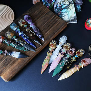 Cristal Curativo Hecho a Mano, Obsidiana Natural, Amatista, Daga Mágica, Varita Mágica, Piezas Talladas, Artículos de Brujería - Product Image 4