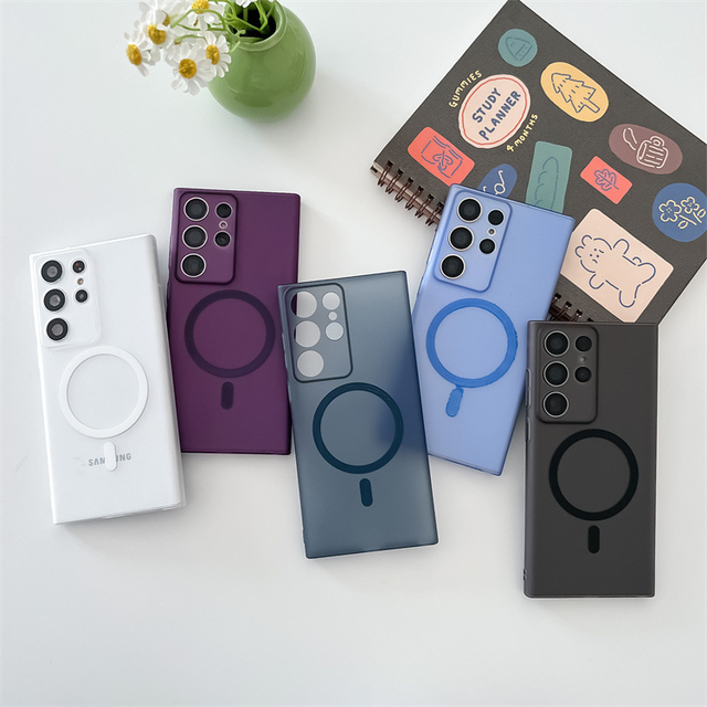 Matte Translucent Frosted Magnetic Case for Samsung Galaxy S22 S23 S24 Plus S24 S25 Ultra Wireless Charging Ultra Thin Cover