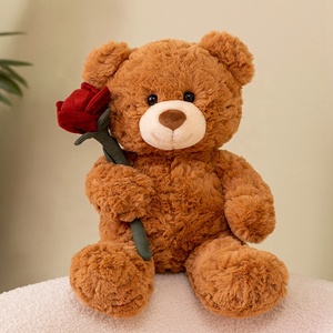 Peluche ours brun mignon personnalisée de 30 cm avec rose Joyeux anniversaire de la Saint-Valentin Jouets en peluche ours en peluche - Product Image 3