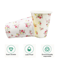 Anyou White Beautiful Little Floral Gobelets en papier Gobelets jetables en fleurs sauvages pour le bureau Usage quotidien Décoration de fête d'anniversaire de mariage