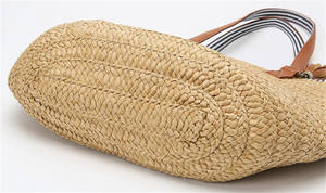 Bolso de paja redondo colorido tejido playa personalizado impreso hierba a cuadros bolso de mano <span class=keywords><strong>pan</strong></span> de mano algodón <span class=keywords><strong>ganchillo</strong></span> cuentas fruta hombro - Product Image 6