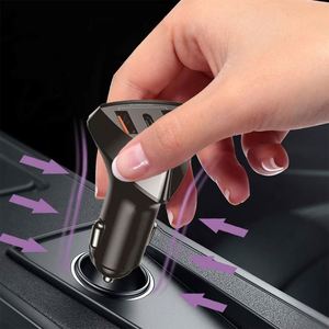 3 <b>USB</b> Port Car Charger <b>Adapter</b> Black Color Portable Plastic Fast Charging Car Charger for Gifts - Product Image 6