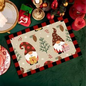 Mantel Individual de Lino con Estampado de Alce Navideño de Año Nuevo, Resistente al Calor, Decoración de Mesa para Fiestas Familiares y Restaurantes, Venta al por Mayor - Product Image 4