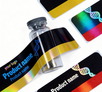 Rouleau d'autocollants holographiques imperméables résistants aux UV, écologiques, résistants à l'huile, forte adhérence pour l'emballage d'huiles essentielles cosmétiques